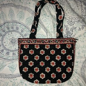 Vera Bradley black purse with red flowers